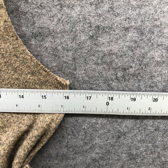 Zara Fleece Sleeveless Sweater Womens S Tan Turtleneck Heather Tie Waist - Picture 6 of 7